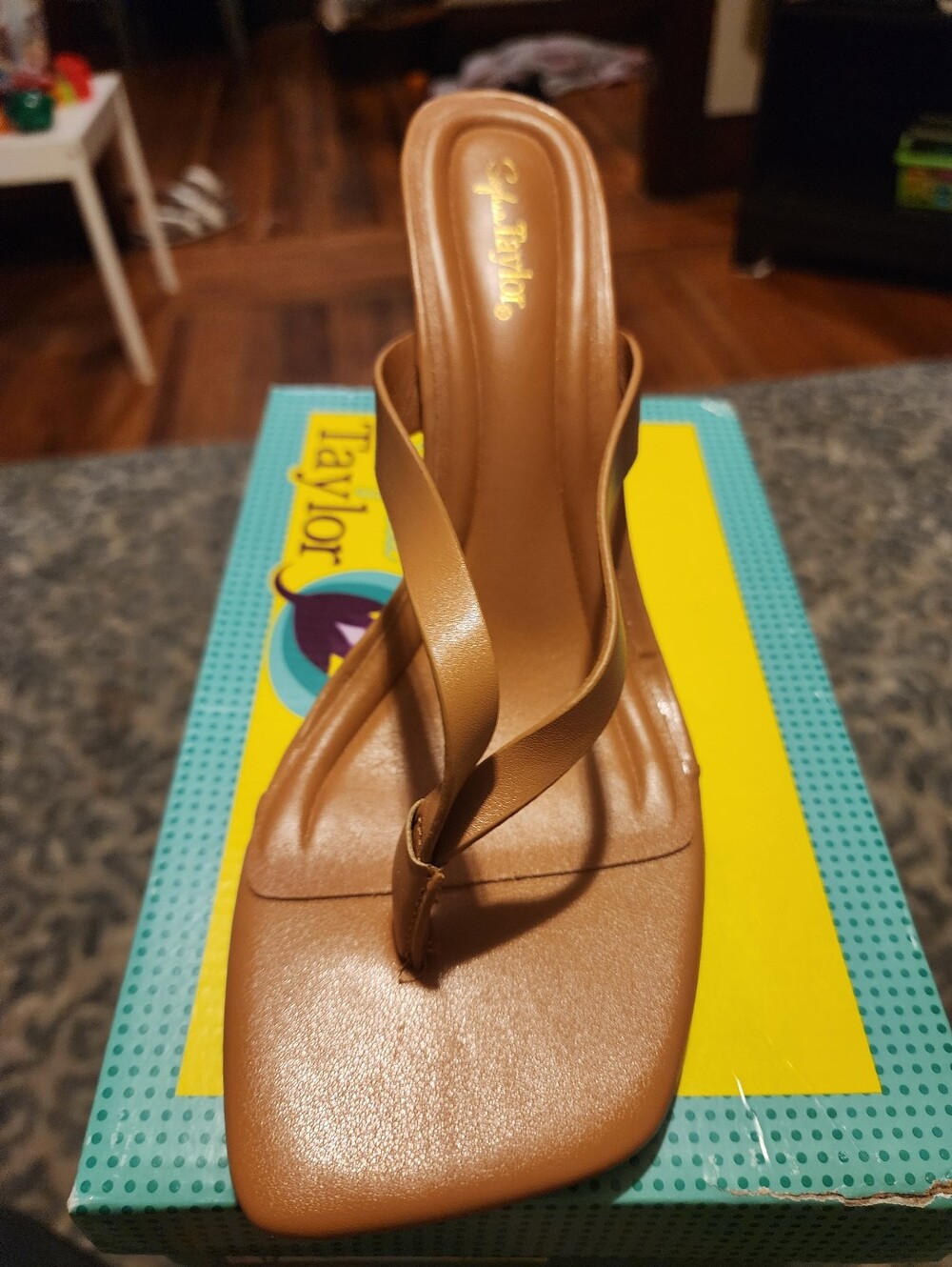 Taylor Tan Square-Toe Slip-On Mule Sandal